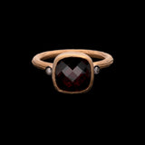 22K Yellow Gold And Sterling Silver Garnet And Diamond Ring