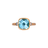 22K Yellow Gold And Sterling Silver Blue Topaz And Diamond Ring