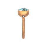 22K Yellow Gold And Sterling Silver Blue Topaz And Diamond Ring