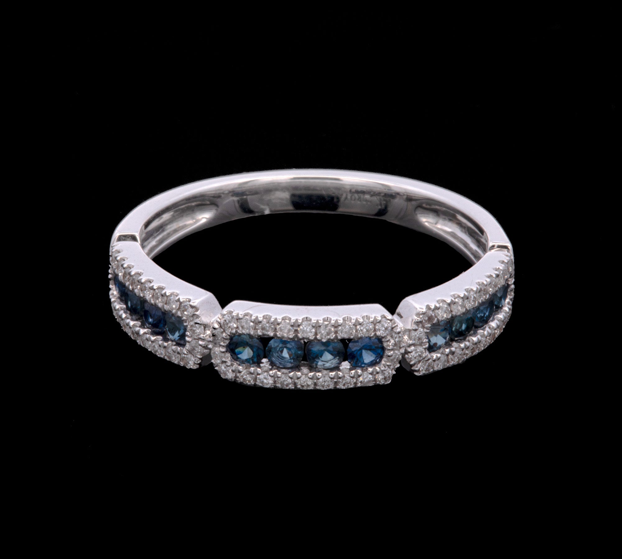 14K White Gold Sapphire And Diamond Ring