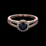 14K Yellow Gold Sapphire And Diamond Halo Ring
