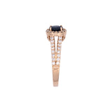 14K Yellow Gold Sapphire And Diamond Halo Ring