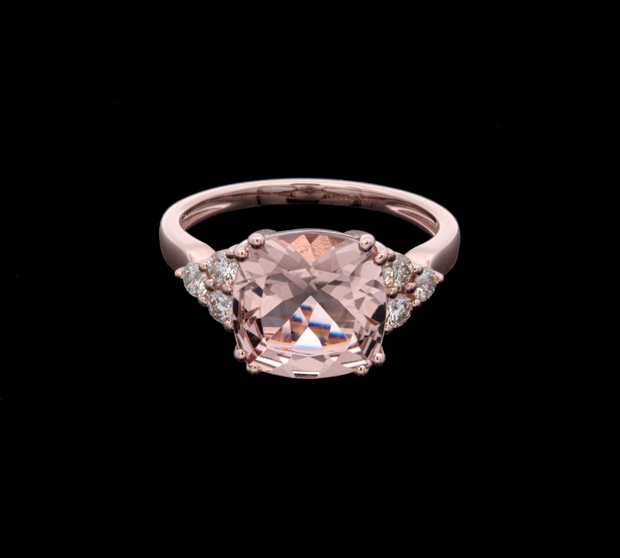 14K Rose Gold Morganite And Diamond Ring
