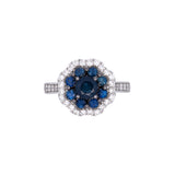 14K White Gold Sapphire And Diamond Halo Ring