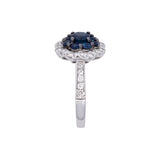 14K White Gold Sapphire And Diamond Halo Ring