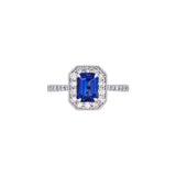 14K White Gold Tanzanite And Diamond Halo Ring