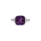 14K White Gold Amethyst And Diamond Ring