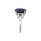 Platinum Oval Sapphire And Baguette Diamond Ring