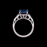 Platinum Oval Sapphire And Baguette Diamond Ring