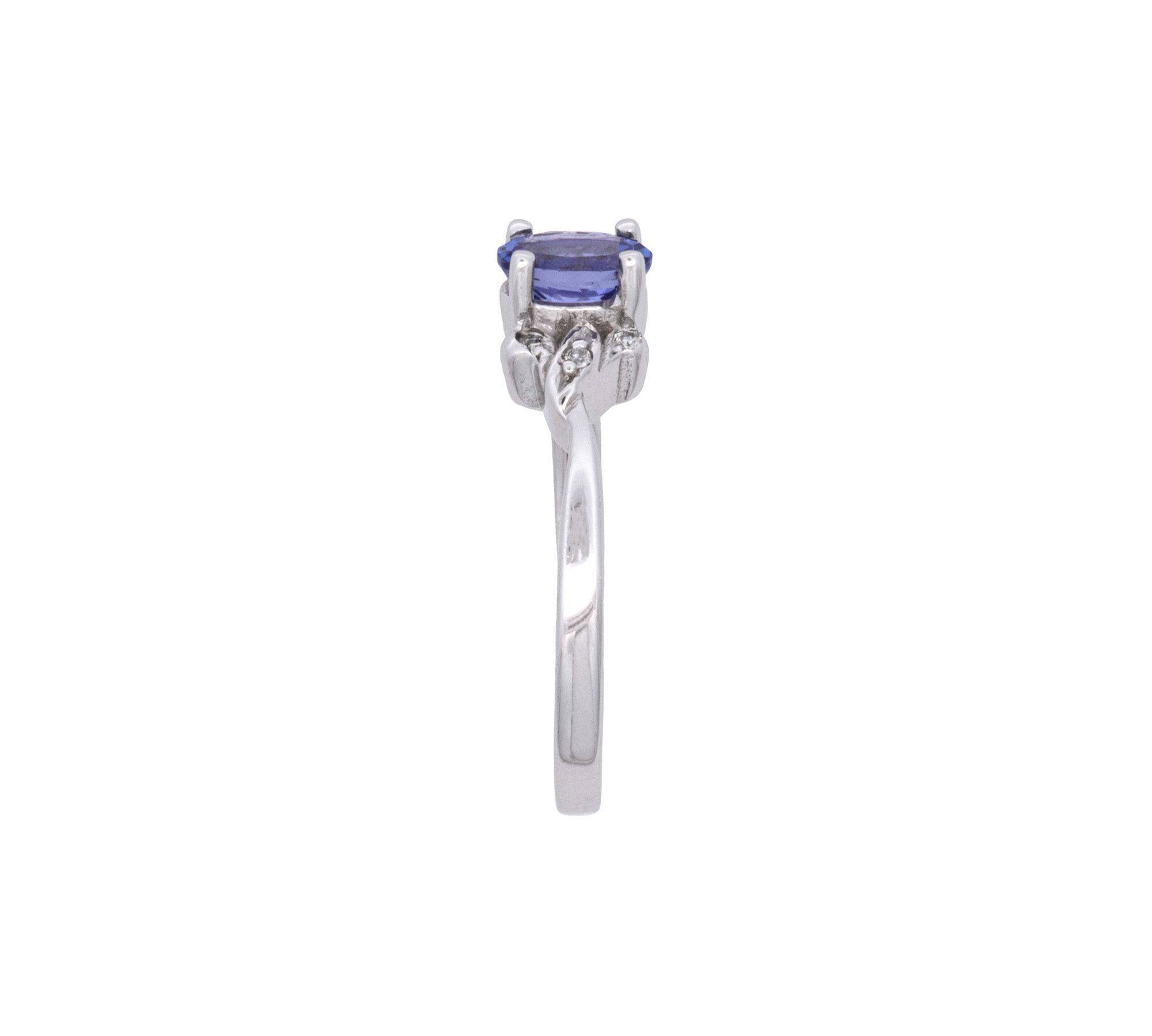 14K White Gold Tanzanite And Diamond Ring