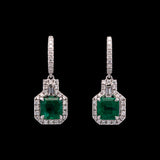 18K White Gold Emerald And Diamond Drop Earrings