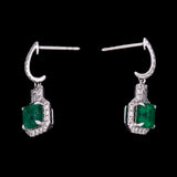 18K White Gold Emerald And Diamond Drop Earrings