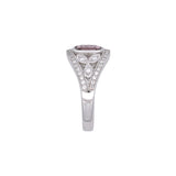 18K White Gold Cushion Cut Pink Tourmaline And Diamond Ring