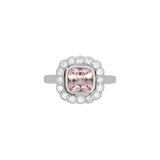 18K White Gold Morganite And Diamond Halo Ring