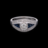 18K White Gold Sapphire And Diamond Ring