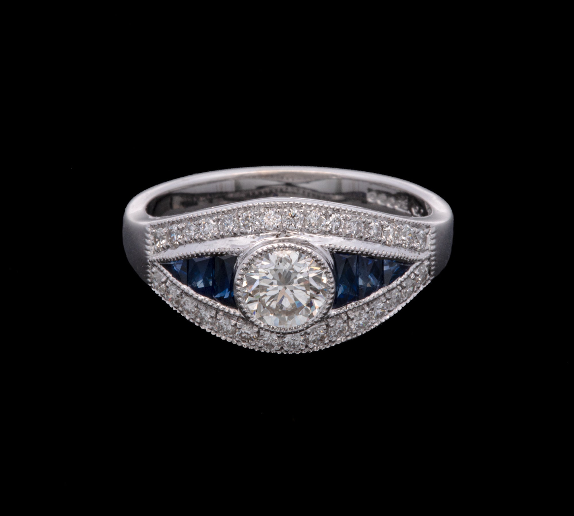 18K White Gold Sapphire And Diamond Ring
