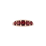 14K Yellow Gold Carved Garnet And Diamond Ring