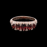 14K Yellow Gold Carved Garnet And Diamond Ring