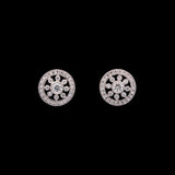 18K White Gold Fancy Round Stud Earrings