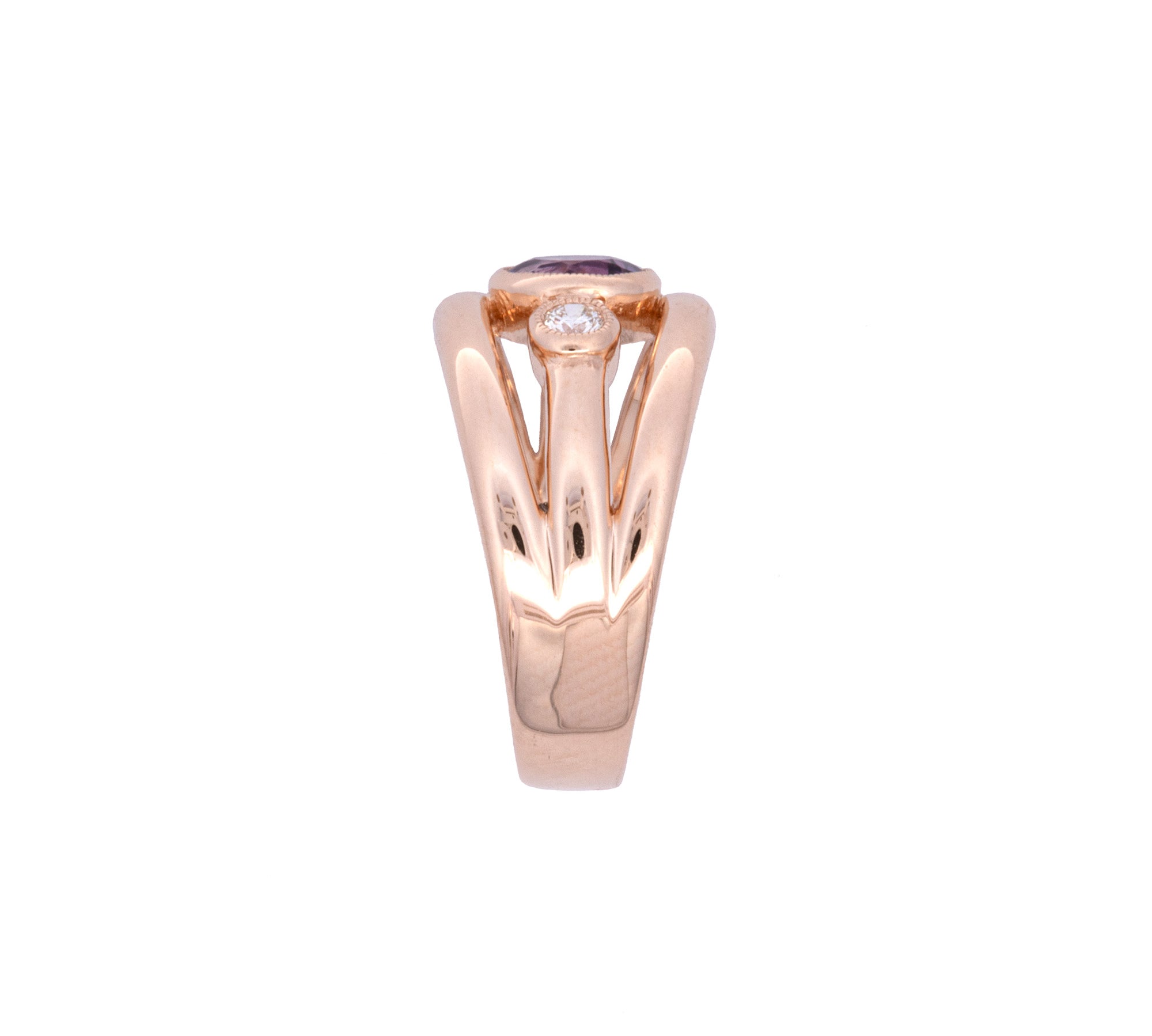 14K Yellow Gold Amethyst And Diamond Ring