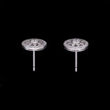 18K White Gold Fancy Round Stud Earrings