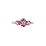 14K Yellow Gold Bezel Set Pink Imperial Topaz Three Stone Ring