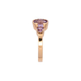 14K Yellow Gold Bezel Set Pink Imperial Topaz Three Stone Ring