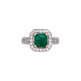 18K White Gold Emerald And Diamond Ring