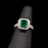 18K White Gold Emerald And Diamond Ring