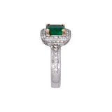 18K White Gold Emerald And Diamond Ring