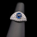 Platinum Sapphire And Diamond Ring