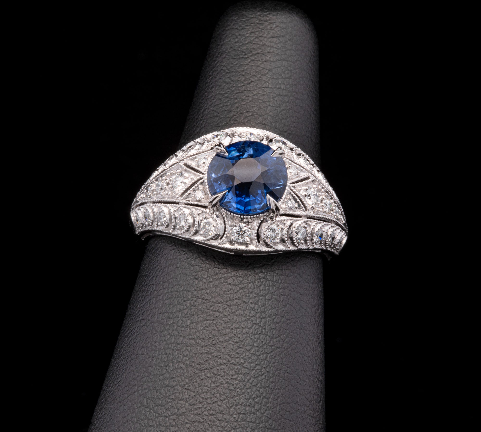 Platinum Sapphire And Diamond Ring