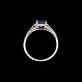 Platinum Sapphire And Diamond Ring With Milgrain