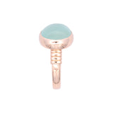 Custom 14K Yellow Gold Cabochon Green Agate Bezel Set Ring