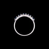 18K White Gold Five Sapphire And Diamond Halo Band