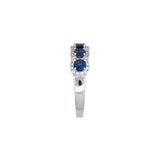18K White Gold Five Sapphire And Diamond Halo Band