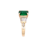 18K Yellow Gold Emerald And Diamond Ring