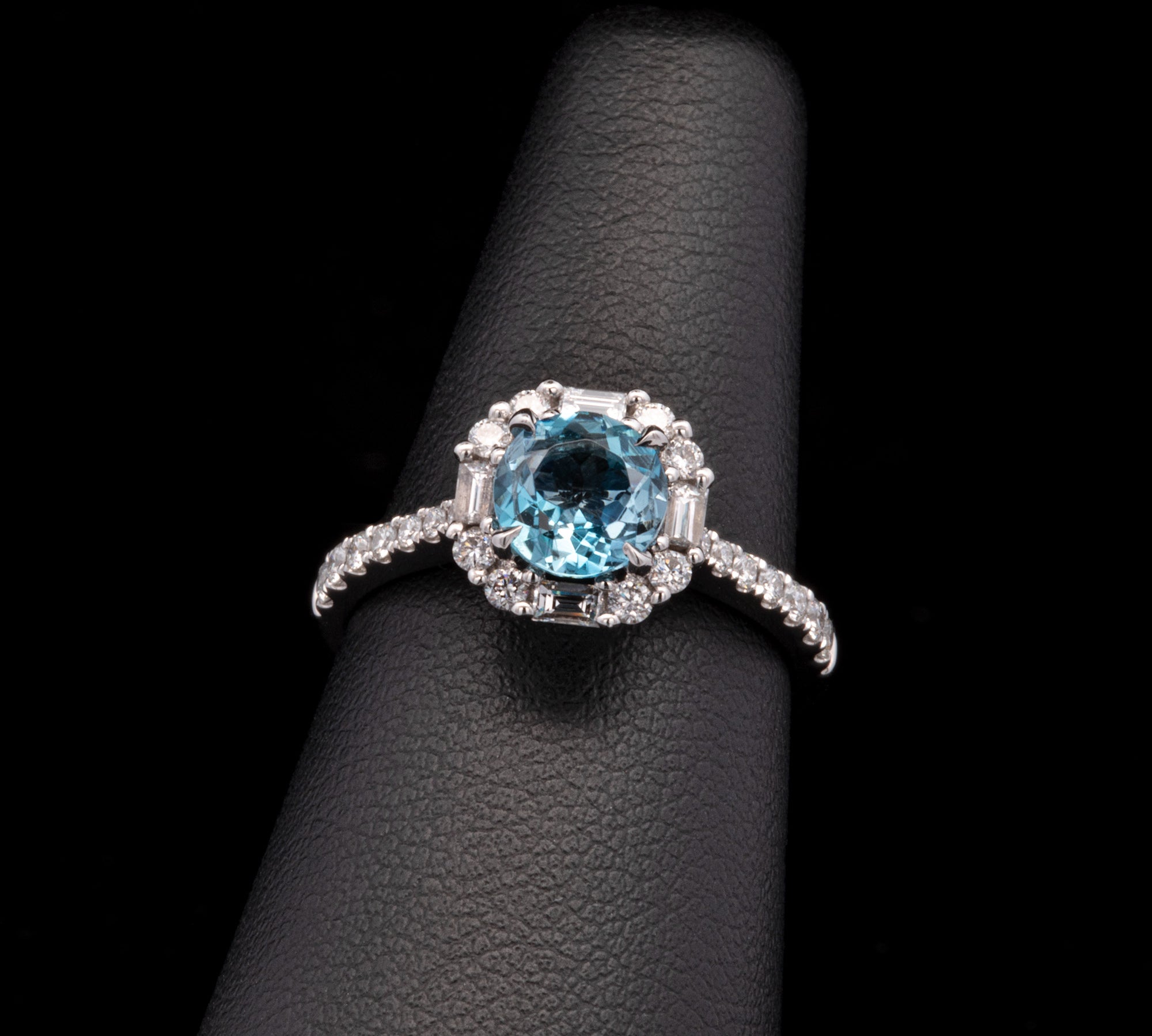 18K White Gold Aquamarine And Diamond Ring