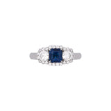 18K White Gold Cushion Cut Sapphire And Diamond Ring