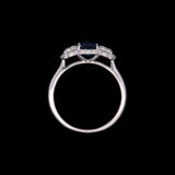 18K White Gold Cushion Cut Sapphire And Diamond Ring