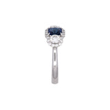 18K White Gold Cushion Cut Sapphire And Diamond Ring