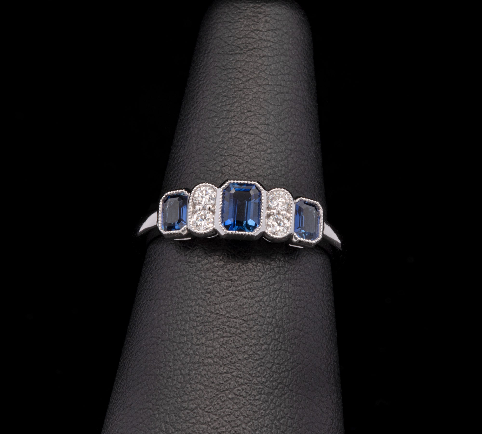 18K White Gold Sapphire And Diamond Ring