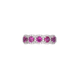 14K White Gold Five Pink Sapphire And Diamond Band