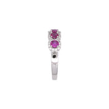 14K White Gold Five Pink Sapphire And Diamond Band