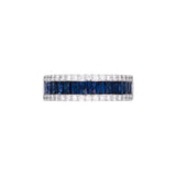 18K White Gold Channel Set Sapphire And Diamond Ring