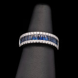 18K White Gold Channel Set Sapphire And Diamond Ring