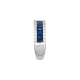 18K White Gold Channel Set Sapphire And Diamond Ring