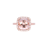 14K Rose Gold Morganite Ring With Diamond Halo