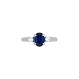 14K White Gold Ceylon Sapphire And Diamond Ring