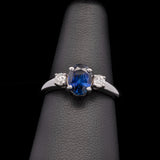 14K White Gold Ceylon Sapphire And Diamond Ring